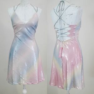 Sugar Thrillz Rainbow Sherbert Sequin Dress NWT